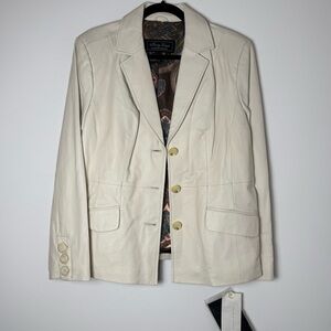 Vintage Terry Lewis Classic Luxuries White Genuine Leather Jacket Medium | NWT